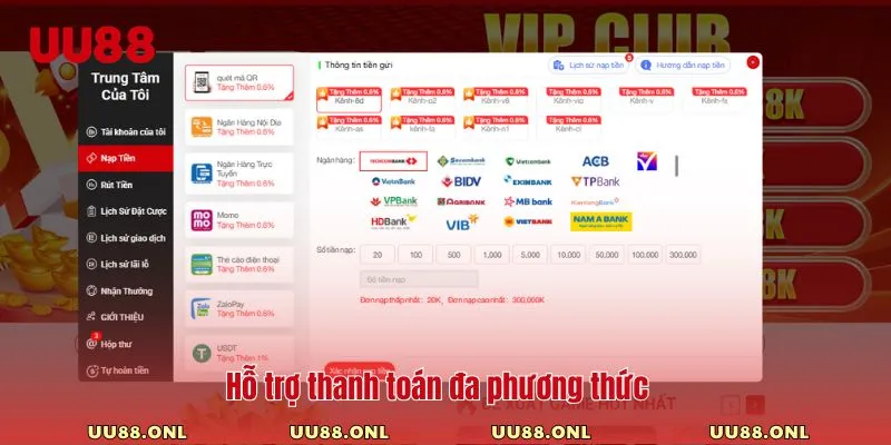 Hỗ trợ thanh toán đa phương thức